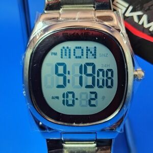 New 2024 Skmei 2419 39mm Mens Digital Dress Watch Stainless Steel NOS In Plastic